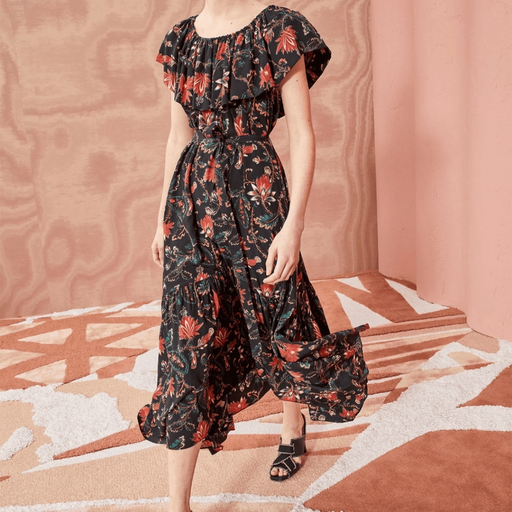 Ulla Johnson Maxi Sundress with Flutter Sleeves